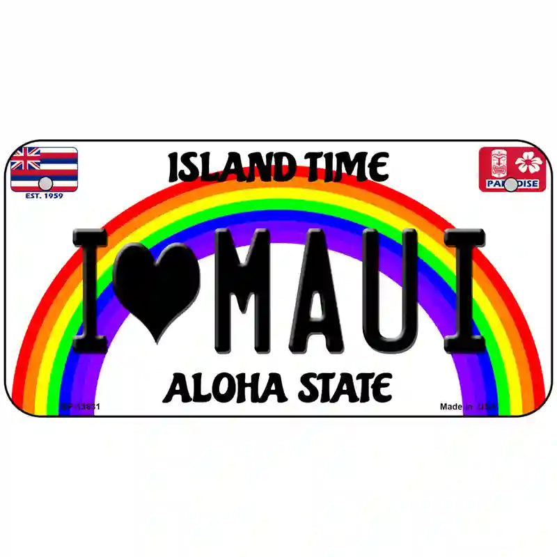 I Heart Maui Novelty Metal License Plate Tag 6" x 3" (BP)