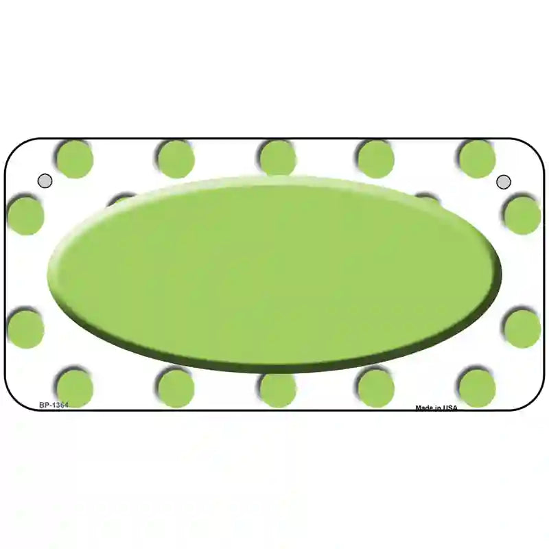 Lime Green White Polka Dot Center Oval Metal Novelty License Plate 6" x 3" (BP)