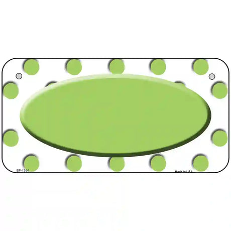 Lime Green White Polka Dot Center Oval Metal Novelty License Plate 6" x 3" (BP)