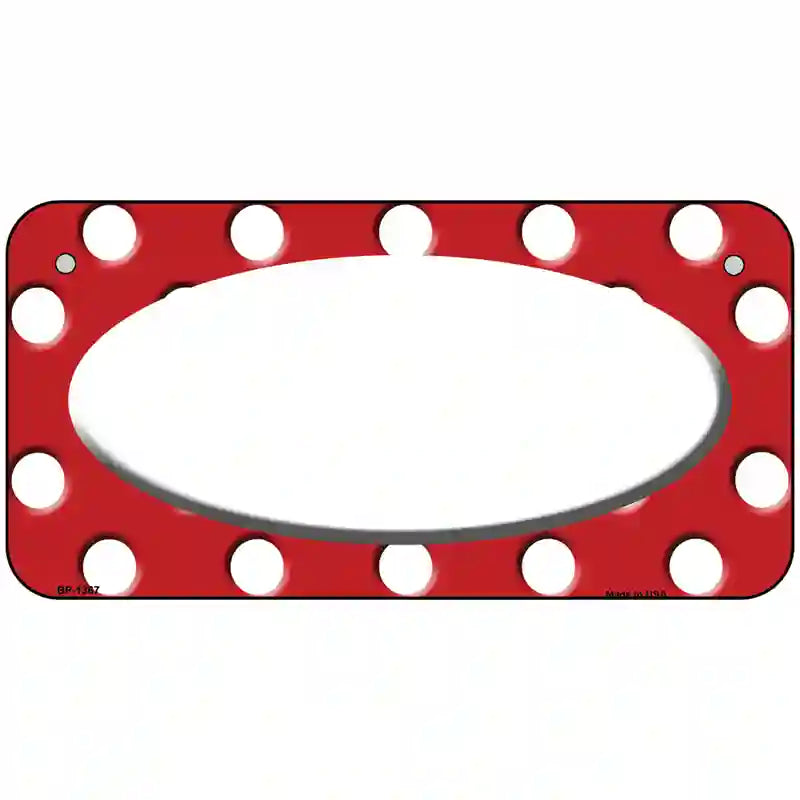 White Red Polka Dot Center Oval Metal Novelty License Plate