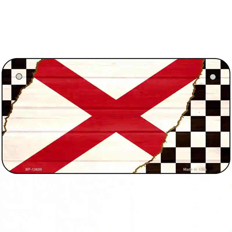 Alabama Racing Flag Novelty Metal License Plate Tag 6" x 3" (BP)