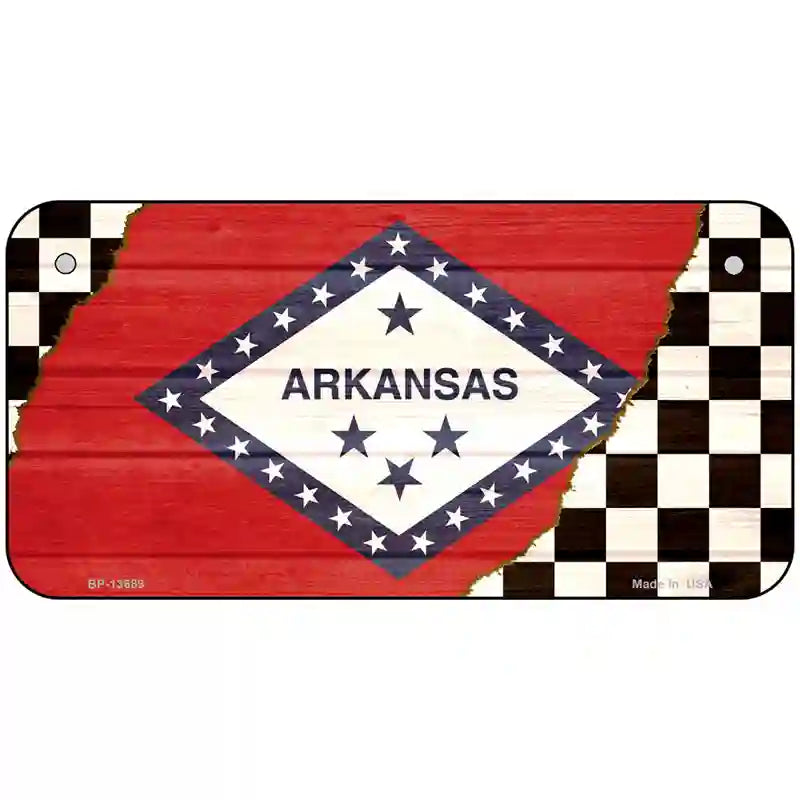 Arkansas Racing Flag Novelty Metal License Plate Tag 6" x 3" (BP)