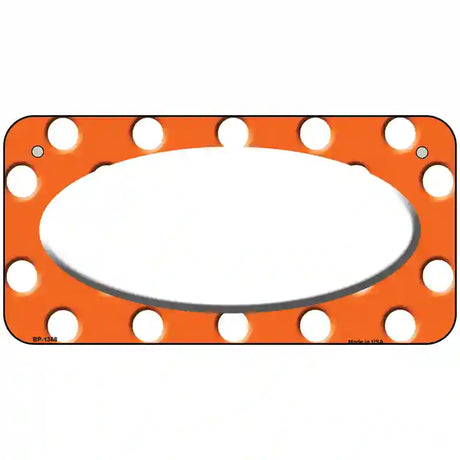 White Orange Polka Dots Center Oval Metal Novelty License Plate 6" x 3" (BP)