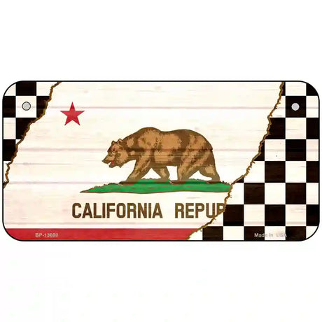 California Racing Flag Novelty Metal License Plate Tag 6" x 3" (BP)