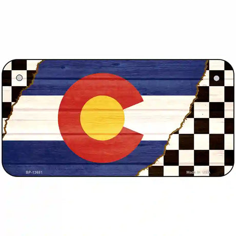 Colorado Racing Flag Novelty Metal License Plate Tag 6" x 3" (BP)