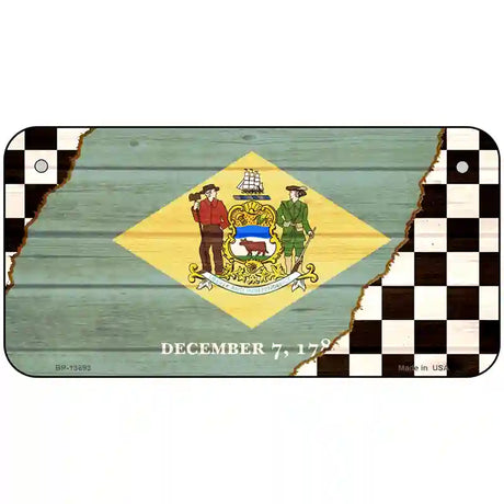 Delaware Racing Flag Novelty Metal License Plate Tag 6" x 3" (BP)