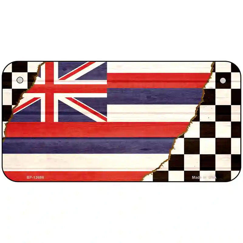 Hawaii Racing Flag Novelty Metal License Plate Tag 6" x 3" (BP)