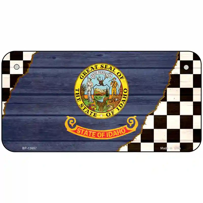 Idaho Racing Flag Novelty Metal License Plate Tag 6" x 3" (BP)