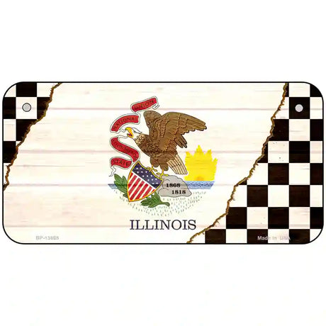 Illinois Racing Flag Novelty Metal License Plate Tag 6" x 3" (BP)