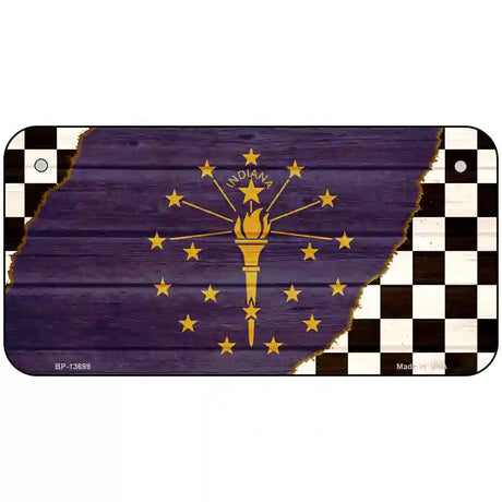 Indiana Racing Flag Novelty Metal License Plate Tag 6" x 3" (BP)