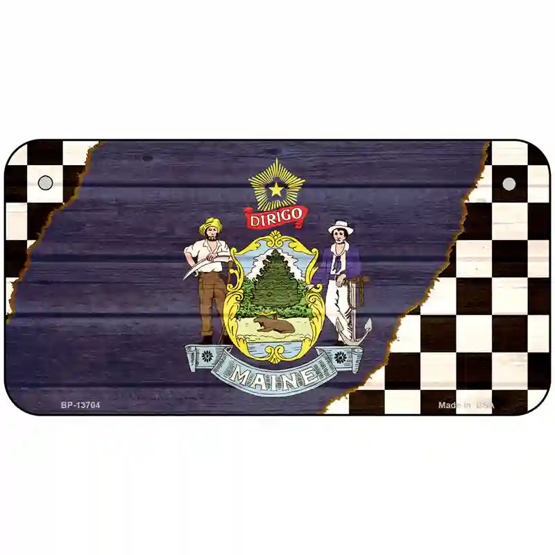 Maine Racing Flag Novelty Metal License Plate Tag 6" x 3" (BP)