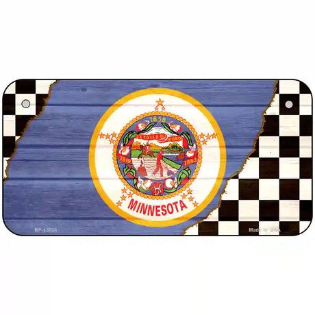 Minnesota Racing Flag Novelty Metal License Plate Tag 6" x 3" (BP)