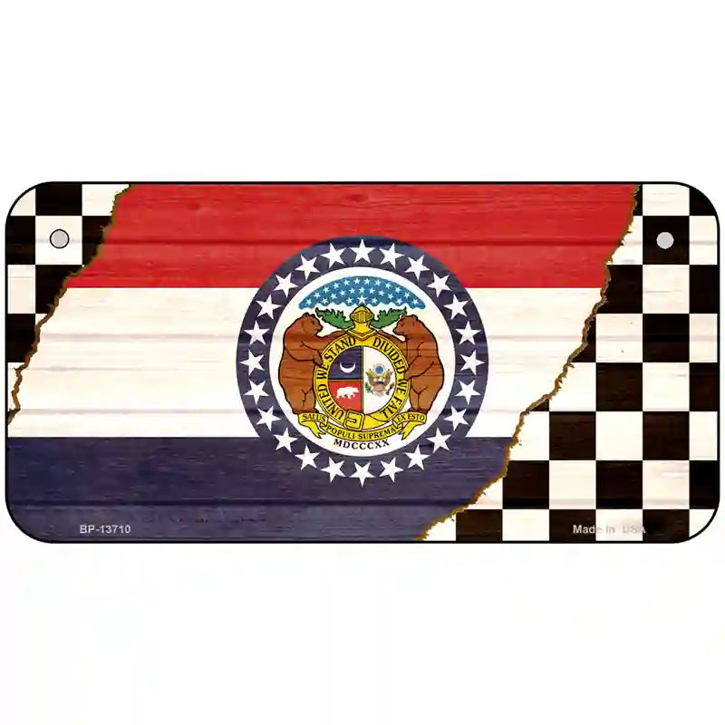 Missouri Racing Flag Novelty Metal License Plate Tag 6" x 3" (BP)