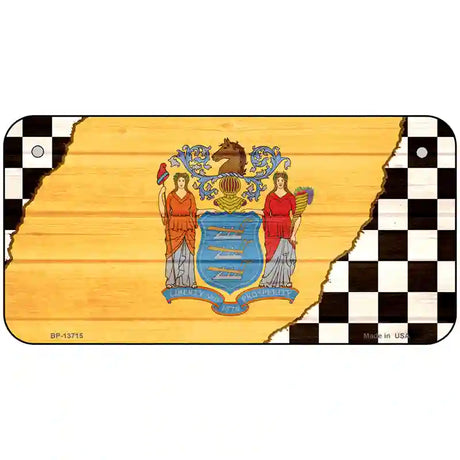 New Jersey Racing Flag Novelty Metal License Plate Tag 6" x 3" (BP)