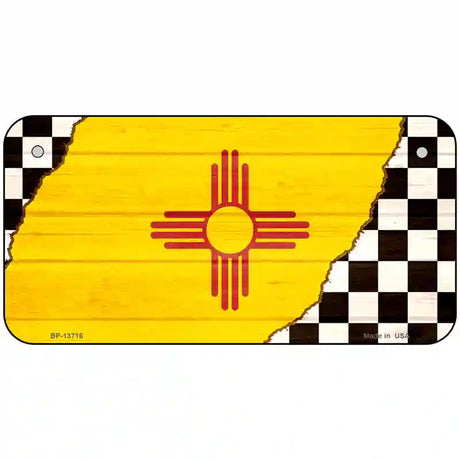 New Mexico Racing Flag Novelty Metal License Plate Tag 6" x 3" (BP)