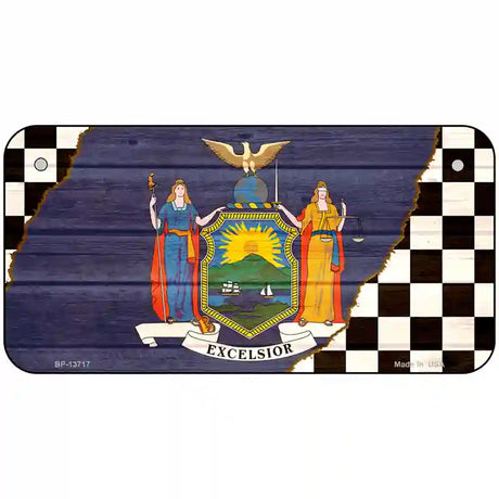 New York Racing Flag Novelty Metal License Plate Tag 6" x 3" (BP)