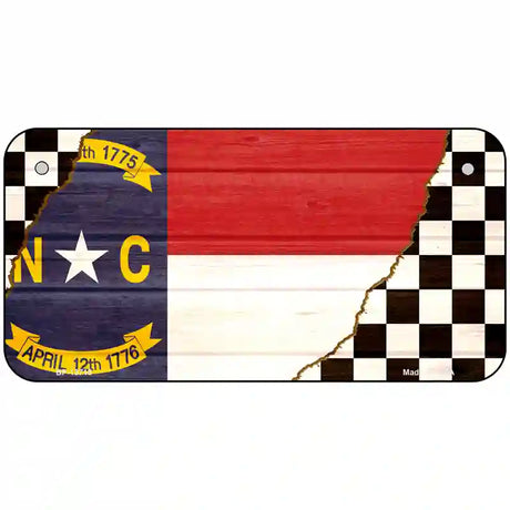 North Carolina Racing Flag Novelty Metal License Plate Tag 6" x 3" (BP)