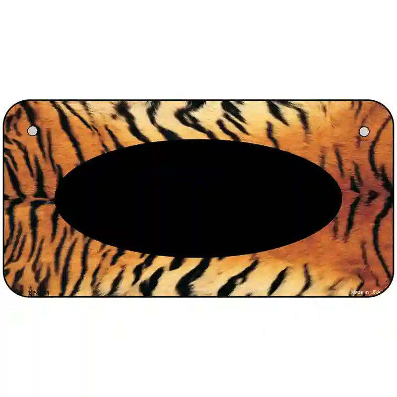 Tiger With Black Center Oval Metal Novelty License Plate 6" x 3" (BP)