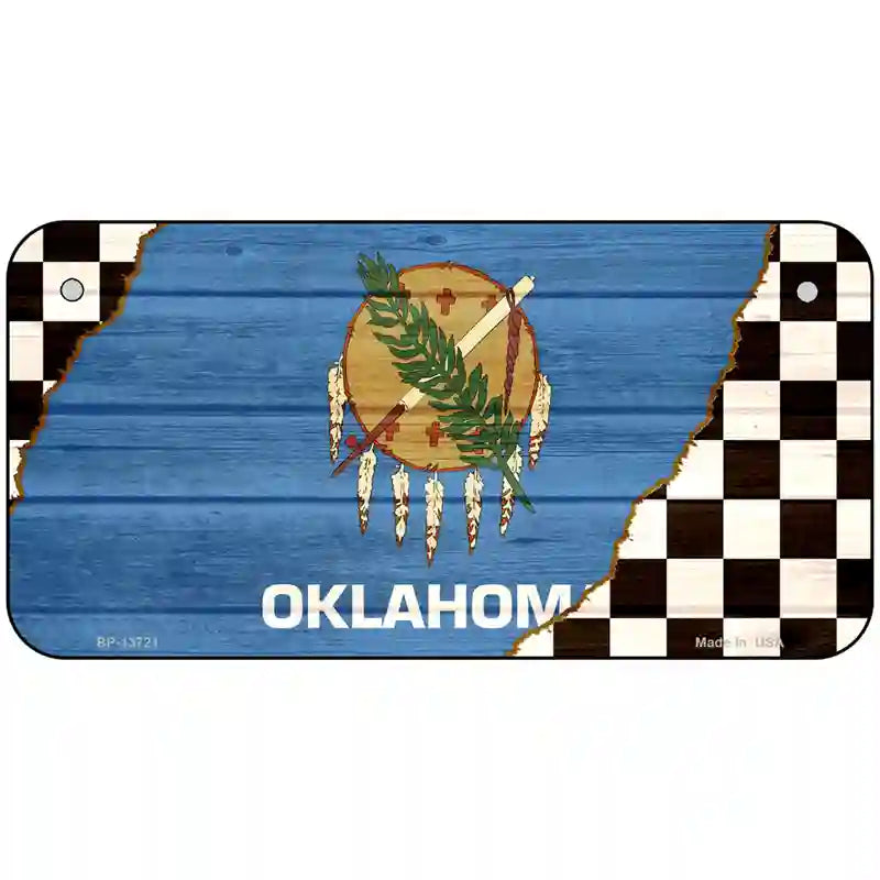 Oklahoma Racing Flag Novelty Metal License Plate Tag 6" x 3" (BP)