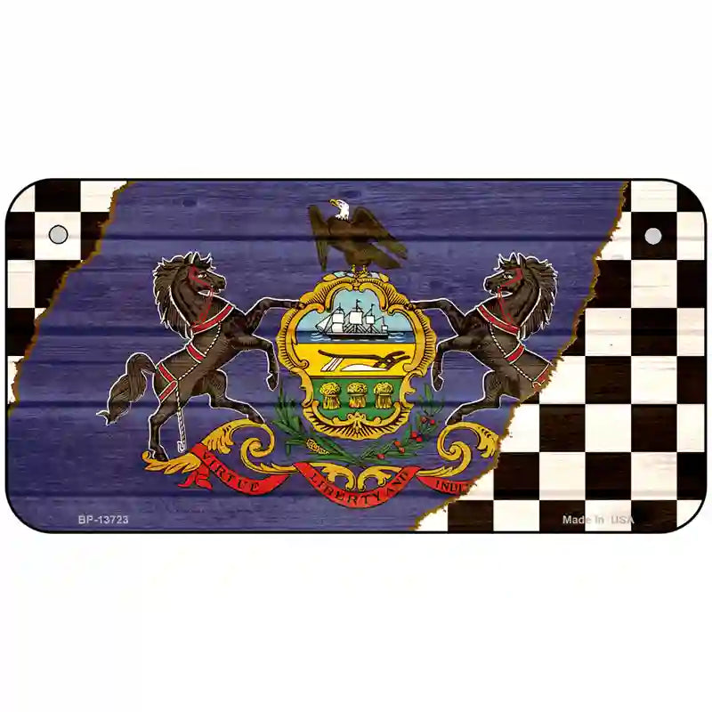 Pennsylvania Racing Flag Novelty Metal License Plate Tag 6" x 3" (BP)