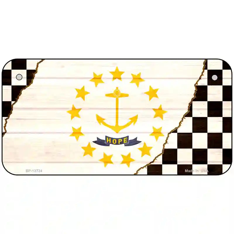 Rhode Island Racing Flag Novelty Metal License Plate Tag 6" x 3" (BP)