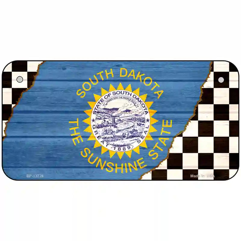 South Dakota Racing Flag Novelty Metal License Plate Tag 6" x 3" (BP)