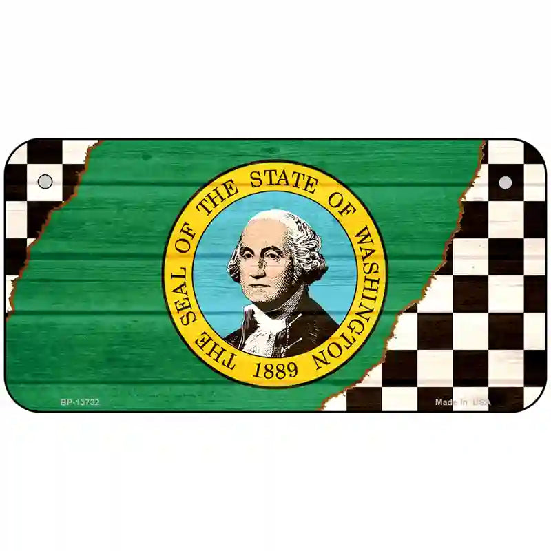 Washington Racing Flag Novelty Metal License Plate Tag 6" x 3" (BP)