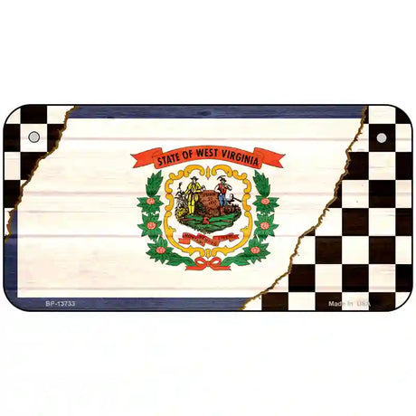 West Virginia Racing Flag Novelty Metal License Plate Tag 6" x 3" (BP)