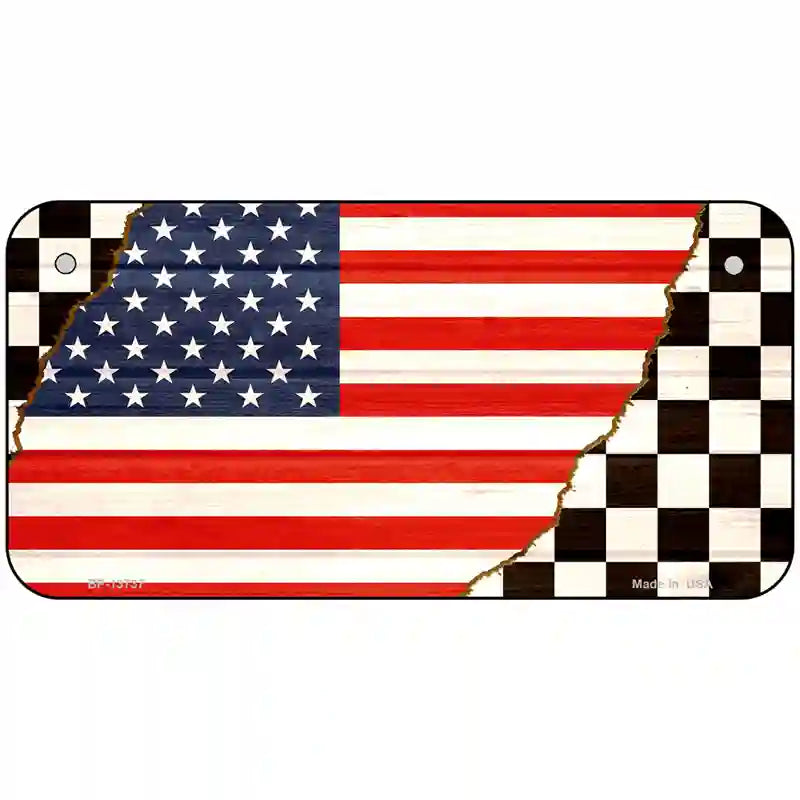 USA Racing Flag Novelty Metal License Plate Tag 6" x 3" (BP)