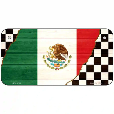 Mexico Racing Flag Novelty Metal License Plate Tag 6" x 3" (BP)