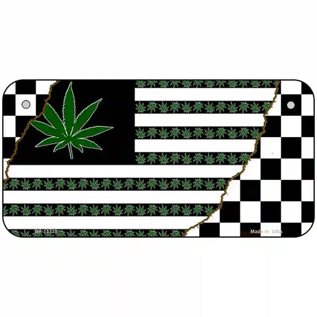 Weed American Racing Flag Novelty Metal License Plate Tag 6" x 3" (BP)