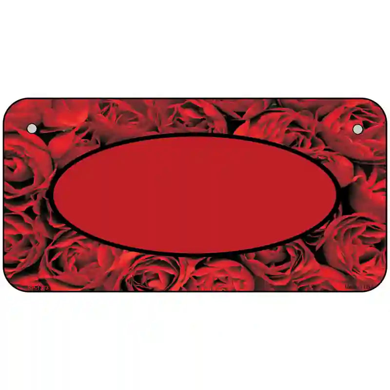 Red Roses With Red Center Oval Metal Novelty License Plate 6" x 3" (BP)