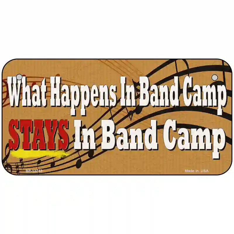 What Happens In Band Camp Novelty Metal License Plate Tag 6" x 3" (BP)