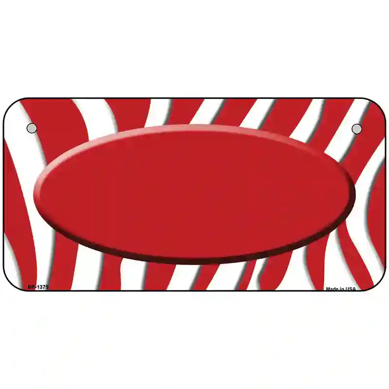 Red White Zebra Center Oval Metal Novelty License Plate 6" x 3" (BP)