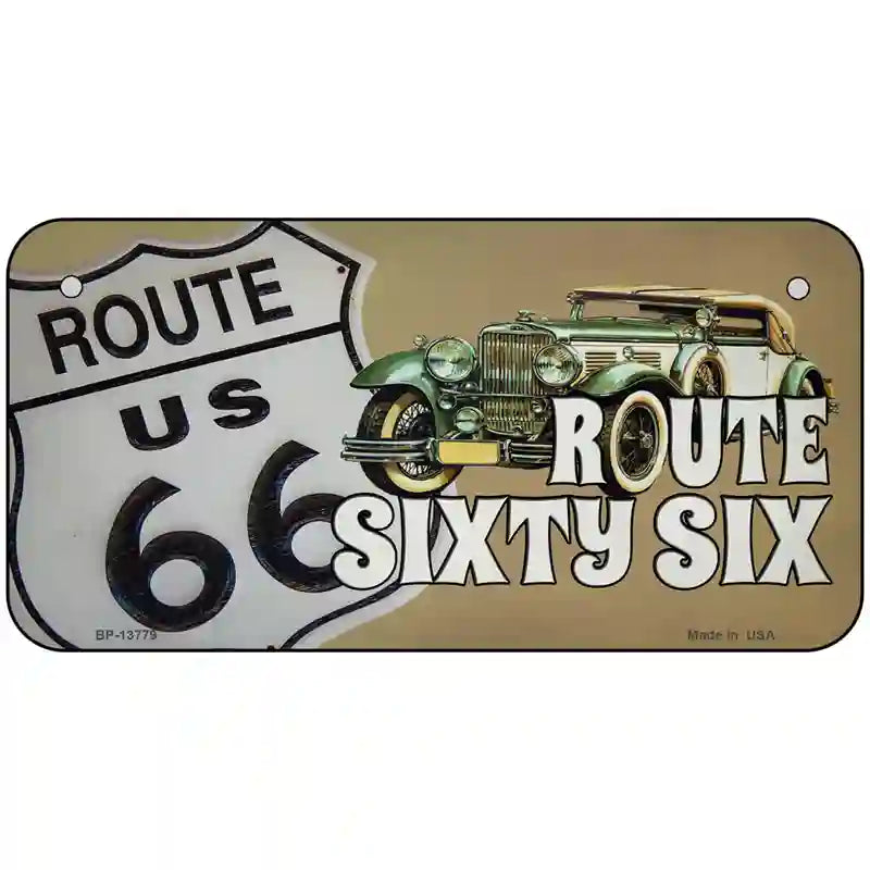 Route Sixty Six Novelty Metal License Plate Tag 6" x 3" (BP)