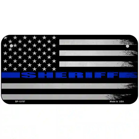 Sheriff Blue Flag Novelty Metal License Plate Tag 6" x 3" (BP)