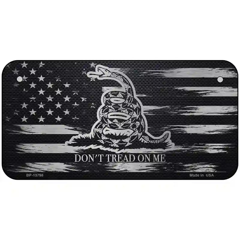 Dont Tread On Me Distressed Carbon Fiber Flag Novelty Metal License Plate 6" x 3" (BP)