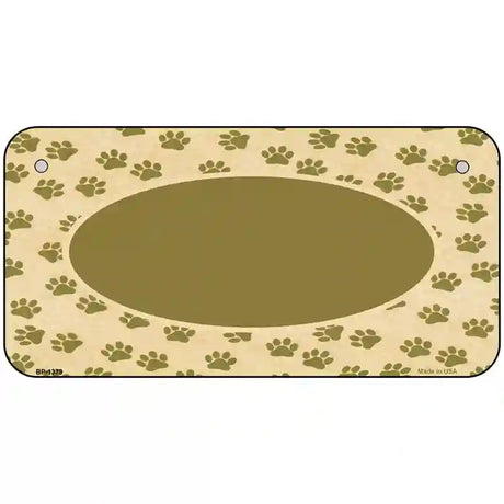 Paw With Center Oval Metal Novelty License Plate 6" x 3" (BP)