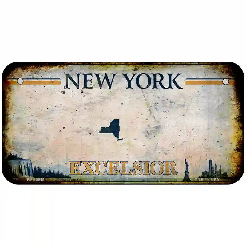 New York Excelsior Rusty Novelty Metal License Plate 6" x 3" (BP) / Yes