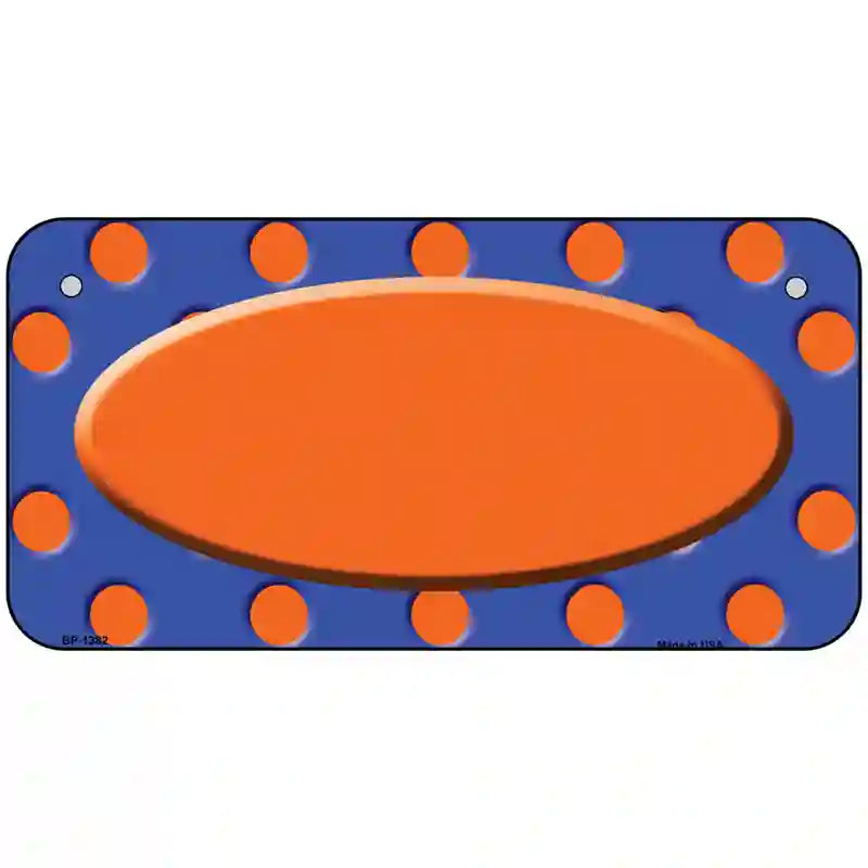 Orange Royal Blue Polka Dot Orange Center Oval Metal Novelty License Plate