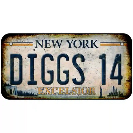 Diggs 14 Excelsior New York Rusty Novelty Metal License Plate Tag 6" x 3" (BP)