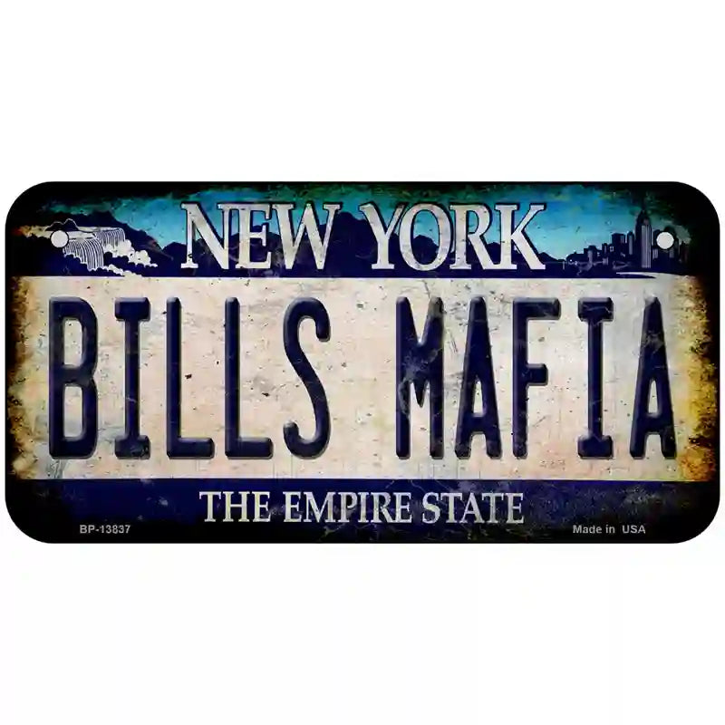 Bills Mafia Novelty Metal License Plate Tag 6" x 3" (BP)