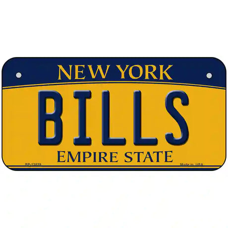 Bills NY Yellow Novelty Metal License Plate Tag 6" x 3" (BP)