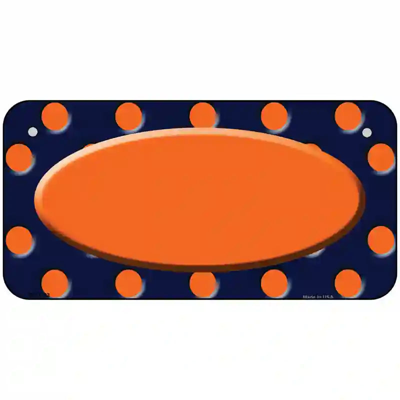 Orange Navy Blue Polka Dot Orange Center Oval Metal Novelty License Plate 6" x 3" (BP)