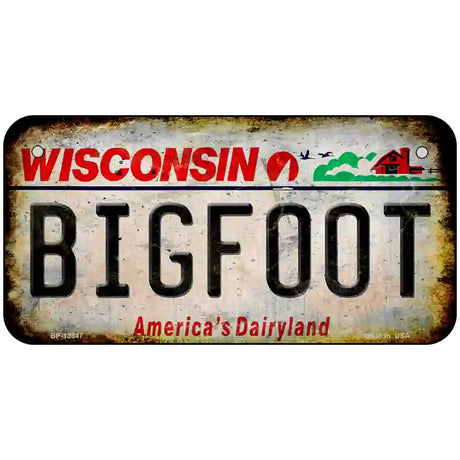 Bigfoot Wisconsin Novelty Metal License Plate Tag 6" x 3" (BP)