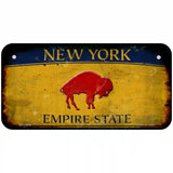 Red Buffalo NY Yellow Rusty Novelty Metal License Plate Tag 6" x 3" (BP)