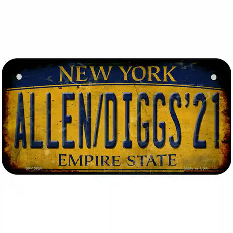 Allen Diggs 21 NY Yellow Rusty Novelty Metal License Plate Tag 6" x 3" (BP)