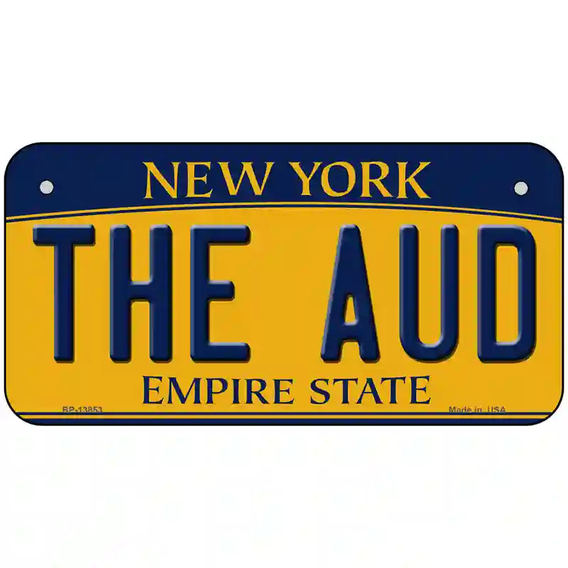 The Aud NY Yellow Novelty Metal License Plate Tag 6" x 3" (BP)