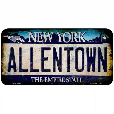 Allentown NY Blue Rusty Novelty Metal License Plate Tag 6" x 3" (BP)