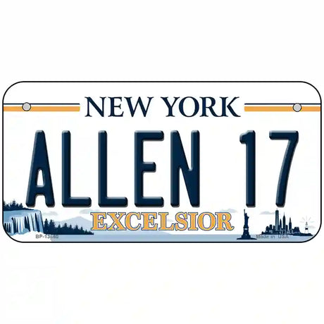 Allen 17 NY Excelsior Novelty Metal License Plate Tag 6" x 3" (BP)